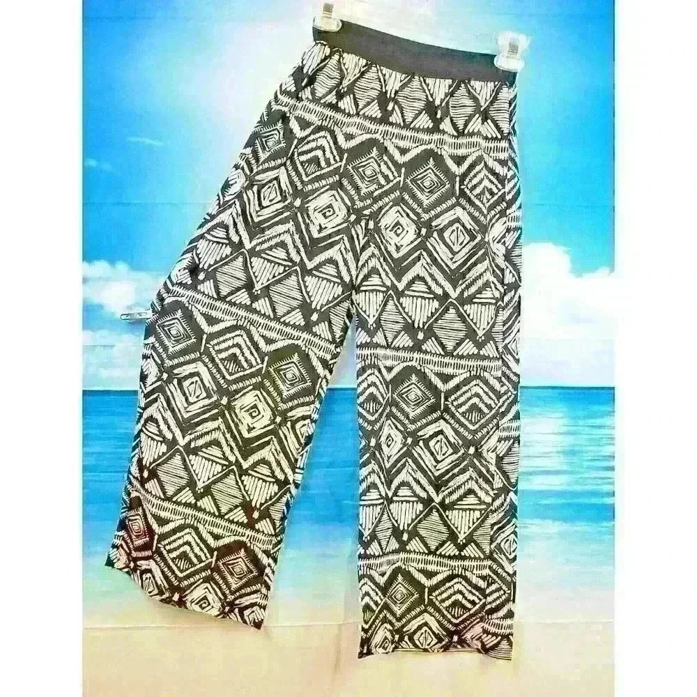 BEAUTEES Girls BLACK & WHITE PJ Lightweight PALAZZO Pants Elastic Waist size Med
